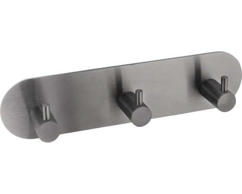 Garderobslist med tre krokar i rostfritt stål