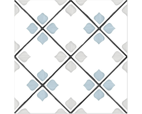 Klinker marockanskt Tanger Silver Rhomb vit silver sandbeige matt 12,3x12,3x0,87 cm