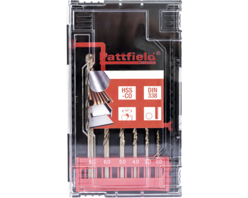 Pattfield Borrset med olika storlekar i en transparent plastlåda