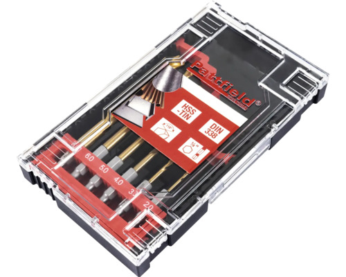 Borrsats HSS-TiN i transparent förvaringslåda