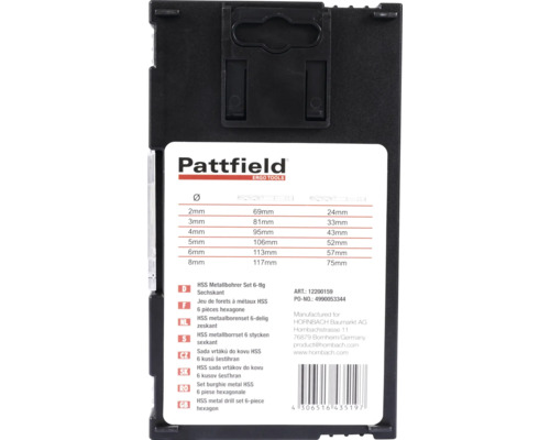 Pattfield HSS metallborrsats, 6 delar, sexkant