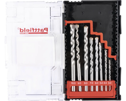 Borrsats i plastlåda med olika storlekar