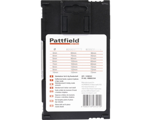 Pattfield stenborrset 8 delar runt skaft