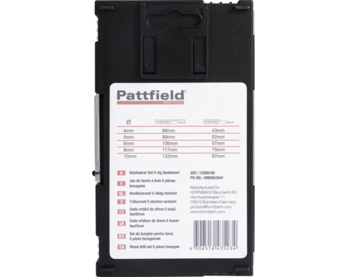 Pattfield träborrset 5 stycken sexkant