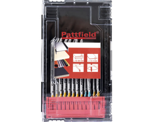Pattfield sticksågblad set i fodral