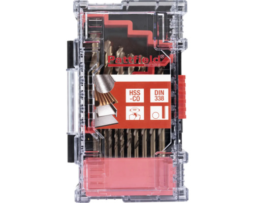 Pattfield HSS-CO borrset i genomskinlig förvaringslåda