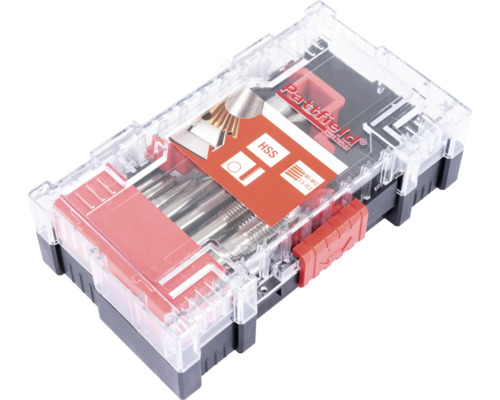 Gängsats av snabbstål i låda