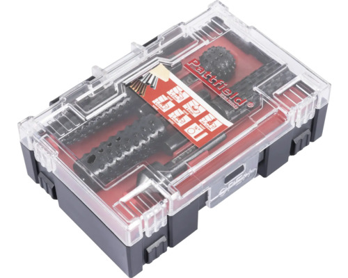 Pattfield frässtiftssats i förvaringslåda