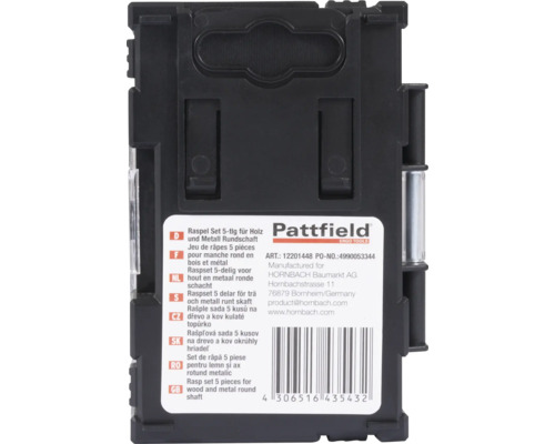 Pattfield Raspset 5 delar för trä och metall runt skaft