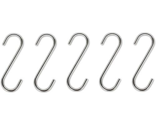 Fem S-krokar av metall