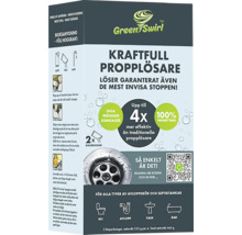 Green Swirl propplösare förpackning med instruktioner för användning och ingredienser
