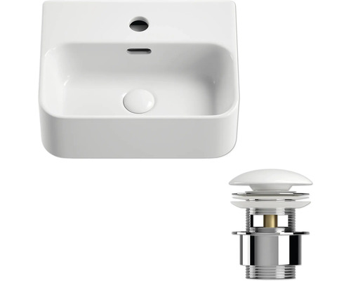 Keramisk tvättställ med avloppsgarnitur