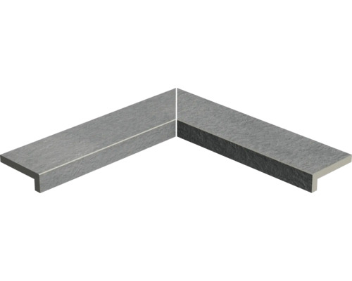 Poolsarg FLAIRSTONE Titan innerhörn grå rak kant 60 x 15 x 5 cm Två betongkantstenar placerade i en vinkel