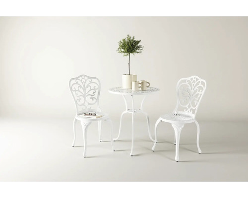 Trädgårdsset med bord och två stolar i retrodesign