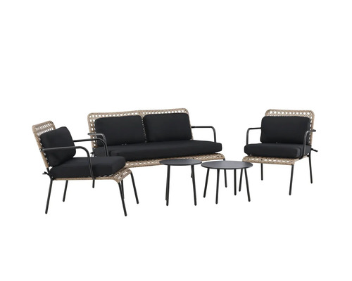 Trädgårdsmöbelset med soffa, två fåtöljer och två bord