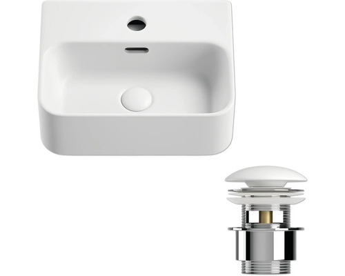 Keramisk tvättställ med avloppsgarnitur