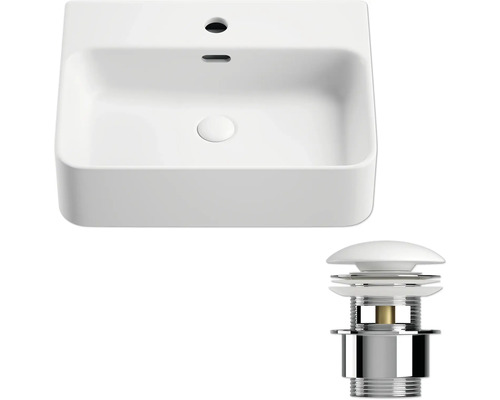 Tvättställ med överlopp och bottenventil