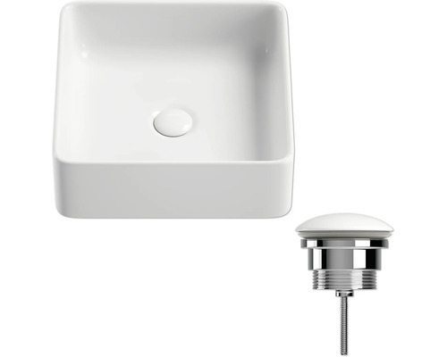 Tvättställ för bänkskiva av keramik med avloppsgarnitur