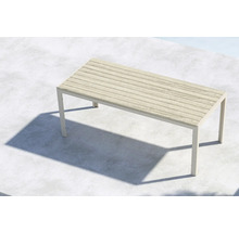 Rektangulärt trädgårdsbord med träribbslook