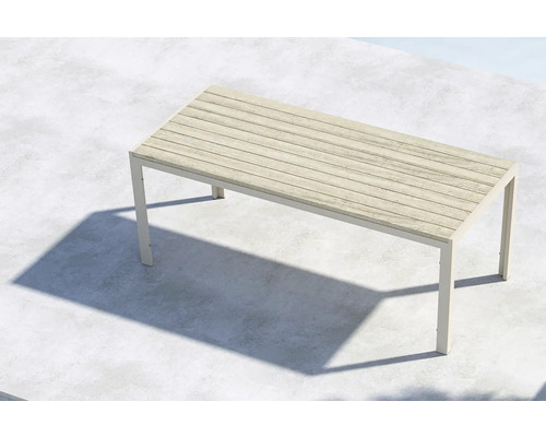 Rektangulärt trädgårdsbord med träribbslook
