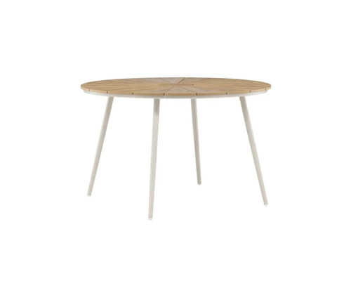 Runt bord med träskiva och metallben