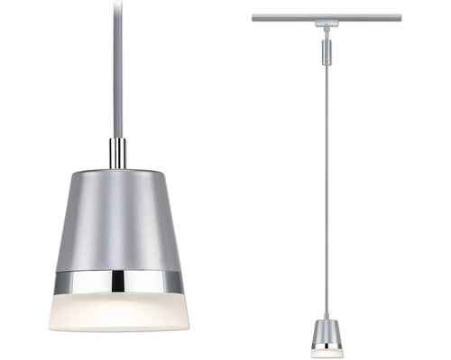 Pendellampa PAULMANN URail Cone matt krom Silverfärgad hänglampa med lampskärm