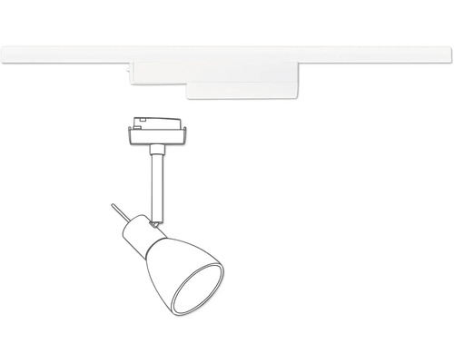 Skiss av strömskena med en enda spotlight