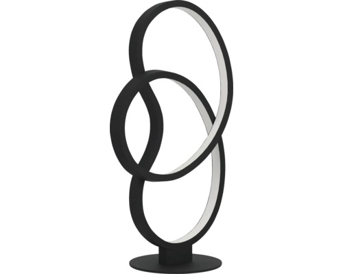 Dekorativ golvlampa med tre sammanflätade ringar på en rund fot