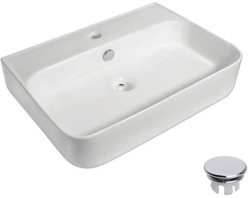 Tvättställ av keramik med avloppsgarnitur