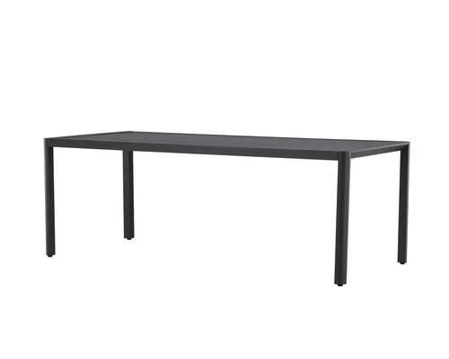 Rektangulärt trädgårdsbord av aluminium med lamellkonstruktion