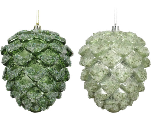 Julhänge kotte polystyren 12x12x14cm blandade färger Två konformade julgranskulor