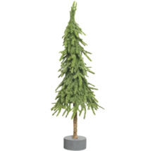 Dekorativ grön julgran med grå bas