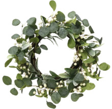 Dekorativ dörrkrans med blad och bär