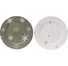 Två tallrikar med snöflingamönster