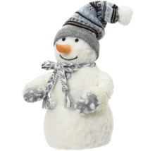 Dekorativ snögubbe med hatt och halsduk