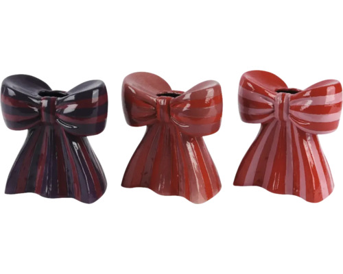 Vas lergods blandade utföranden Tre randiga keramikvaser med rosett