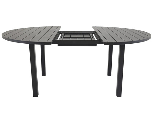 Utdragbart runt trädgårdsbord med metallram