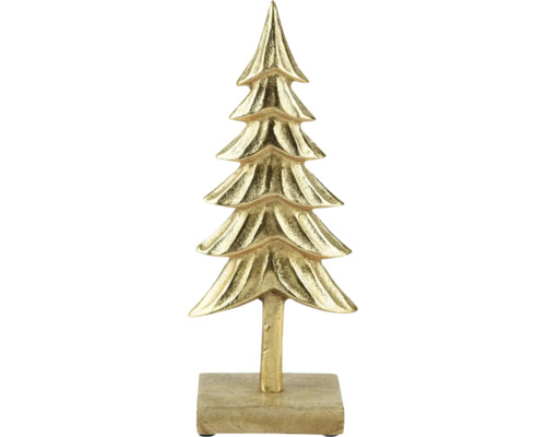 Dekorativt guldträd på sockel för festlig atmosfär