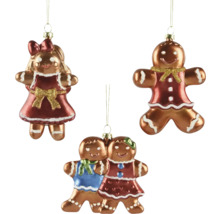 Tre pepparkaksgubbe ornament för upphängning