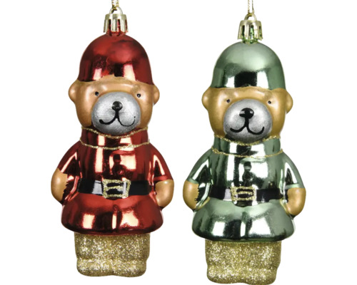 Två björnar som juldekorationer med hänge