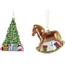 Julgrans- och gunghästjulgransdekoration för upphängning