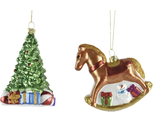 Julgrans- och gunghästjulgransdekoration för upphängning