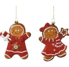Två pepparkaksgubbe julgransprydnader med upphängning