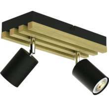 Taklampa med två spotlights och trädetaljer