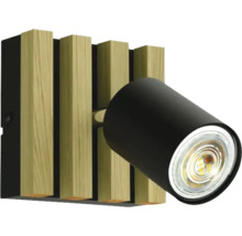 Vägglampa med träutseende och LED-spot
