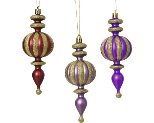 Julgranshänge sprira plast blandade utföranden Tre randiga julgranskulor som julgransdekoration