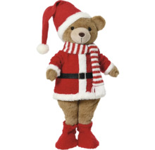 Nallebjörn med tomtekostym och mössa