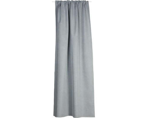 Grå gardin med rynkbandsupphängning