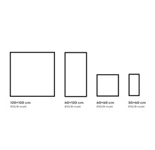 Illustration av kakelplattor i storlekarna 120 x 120 cm, 60 x 120 cm, 60 x 60 cm och 30 x 60 cm, R10/B matt