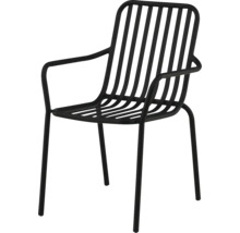 Svart metallstol med armstöd